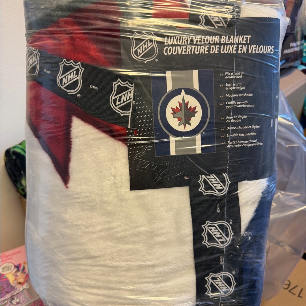 NHL Luxury Velour Blanket - Red, White, Black